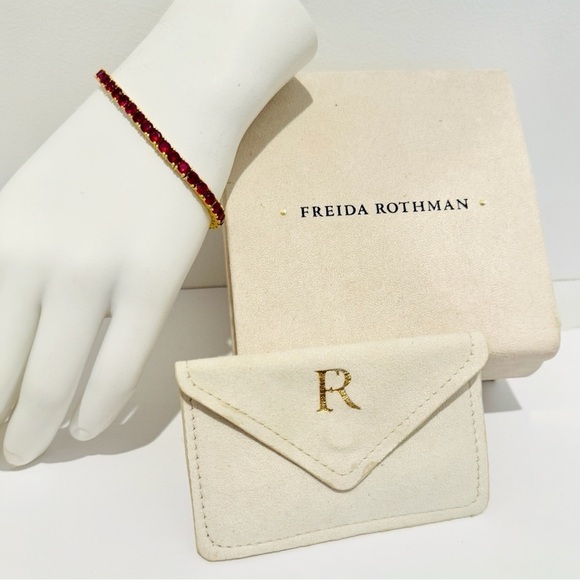 Freida Rothman Midnight Tri-Tone Twilight 14K Gold Tennis Bracelet Ruby Red - Picture 9 of 14